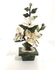 Vintage Chinese Jade  Agate Floral Bonsai Tree Jade Pot