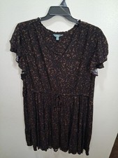 Womens Plus Size 3X 24W-26W Terra And Sky Flutter Sleeve Mini Dress NWT