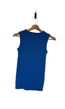 Marks and Spencer M&S Ribbed Vest Top Womens Size 8 Blue Sleeveless Polyester