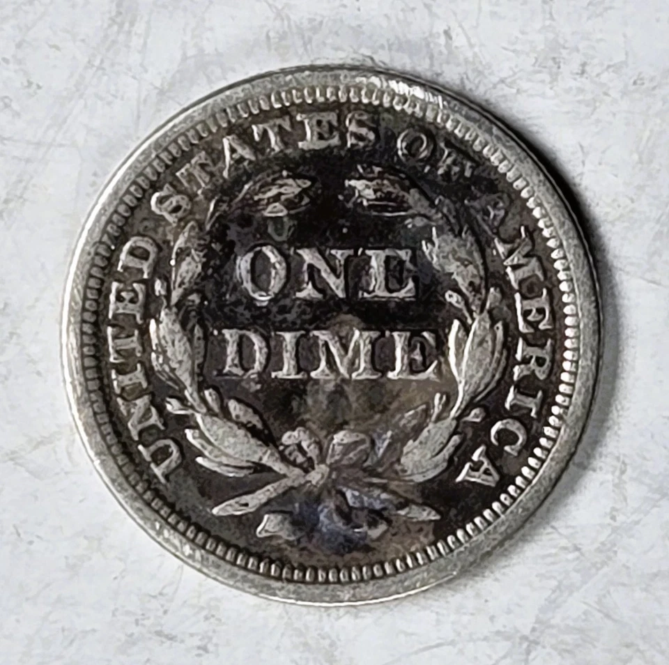 1850 Seated Liberty Silver Dime - VERY FINE CONDITION - Nice Toned Example! - Image 2 of 4