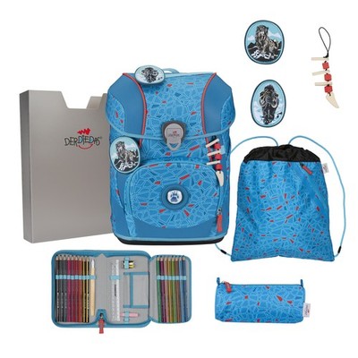 DerDieDas Ergoflex Tiny Schulranzen Superflash Blue Ice Set 5tlg. D851300120400