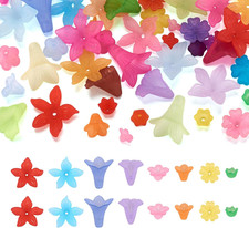 400Pcs Mixed Acrylic Flower Beads Caps 8 Style Colorful Frosted Floral Spacer Lo