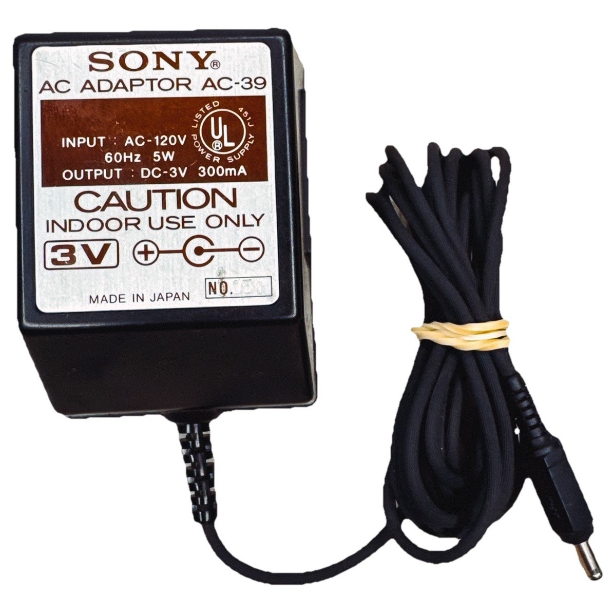 SONY AC-39 AC Power Cord Adapter 3V 120v Walkman Cassette Player