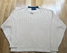 Vintage Harbor Bay Sweater Mens 1X ivory Knit Made In USA Grandpa