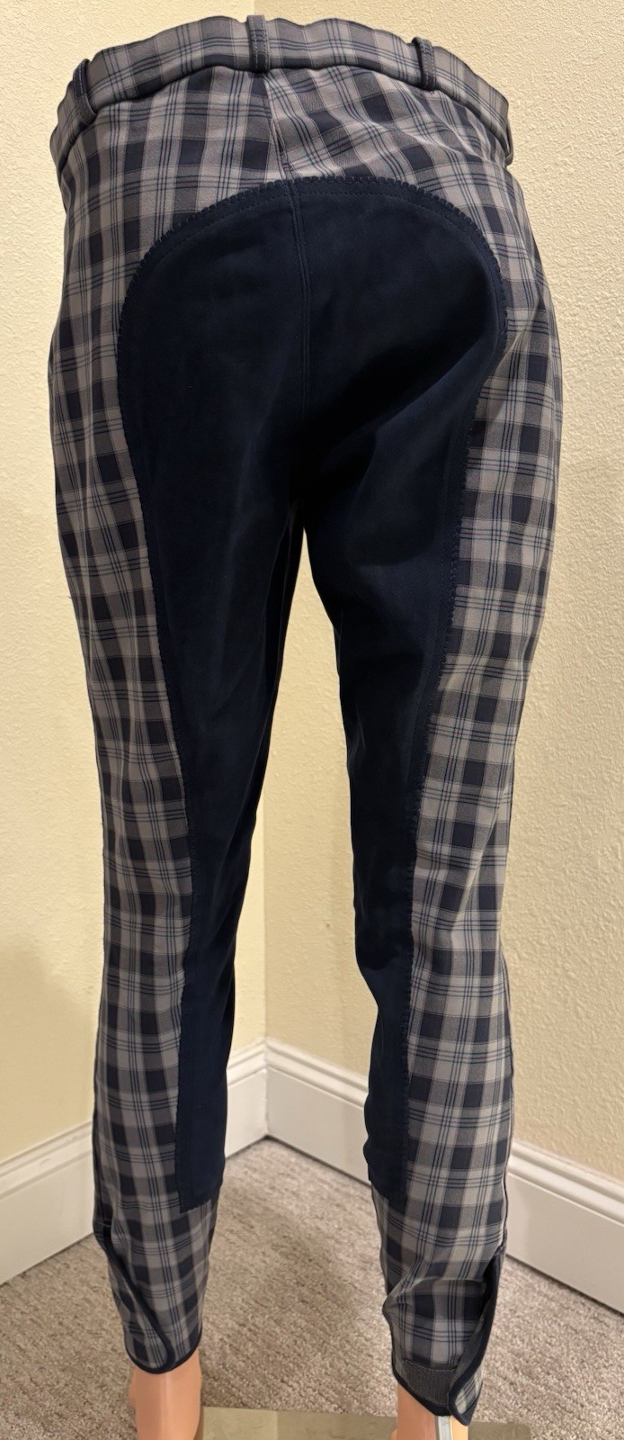 ELT Waldhausen Women's Riding Breeches Size 28 Full Seat Navy Plaid