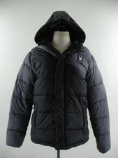 Men's M Spyder Polar Gray Black Puffer Parka Jacket Coat Hooded Insulated Winter