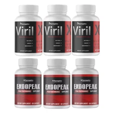 VirilX &Endopeak, Male Enhancement & Male Vitality Support Supplement Combo Pack