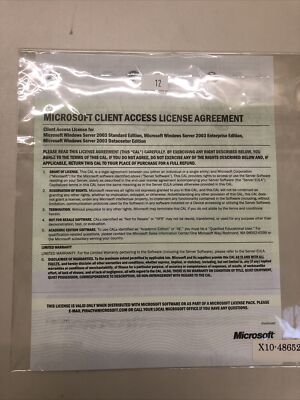 MICROSOFT WINDOWS SERVER 2003 PRODUCTS LICENSE CODE - PREOWNED SEALED