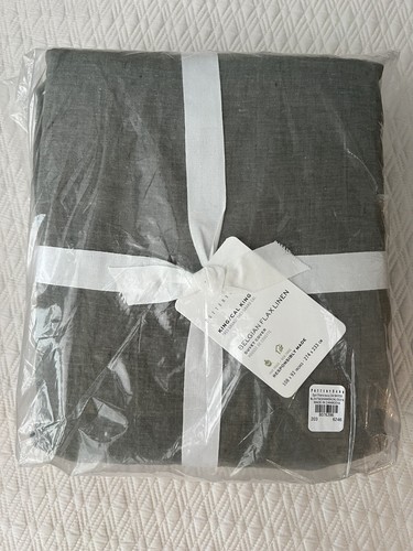 Pottery Barn Belgian Flax Linen Duvet Cover Only Loden-King/Cal King-Nwt