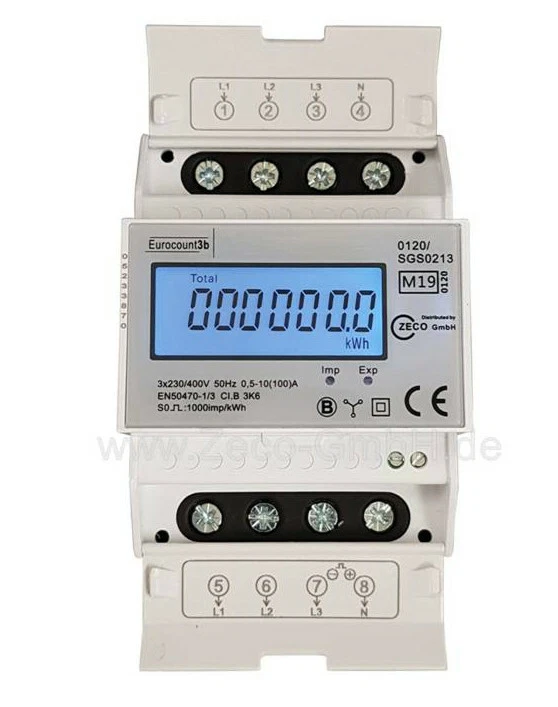 Drehstromzähler Stromzähler MID 23 geeicht mit S0 für Hutschiene 100A Dauerlast - Bild 2 von 4