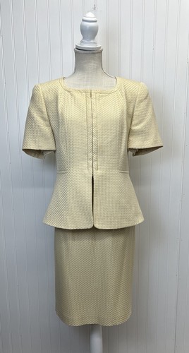 Vintage Louis Feraud Two Piece Cotton/silk Blend 2 Piece Suit Basket Weave Sz 10