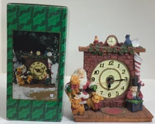 Resin Shontek Quartz Christmas 5” Clock Santa Sitting In Front of Fireplace