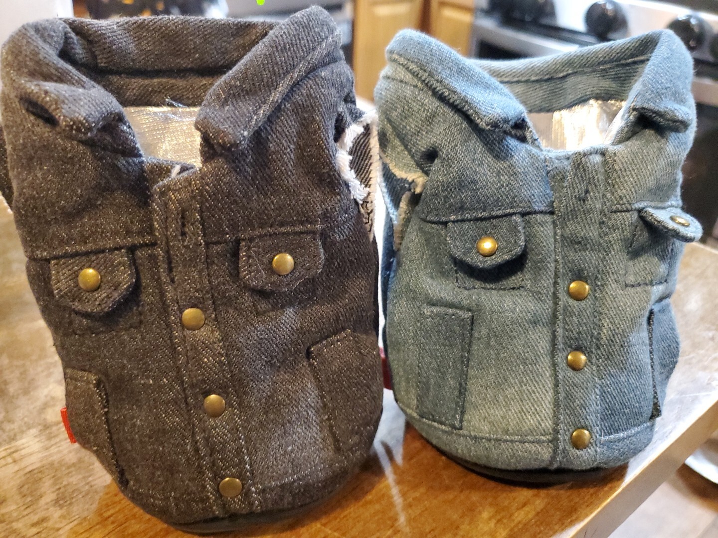 Puffin Denim Beverage Drinkware 2 Coozeys For Cans Or Bottles