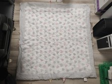 Just Born Pink Grey Hearts Satin Nursery Blanket Throws - See Pictures
