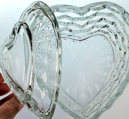 Homco USA Heart Shaped  6"x4" Lead Crystal Trinket/Candy Dish