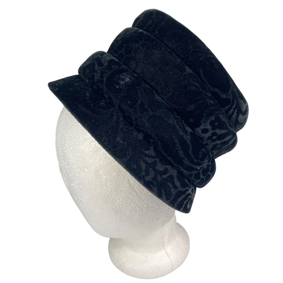 Женская официальная шляпа таблетка черный бархат крышка похорон костюм Джеки O Exc винтажный - Изображение 3 из 4