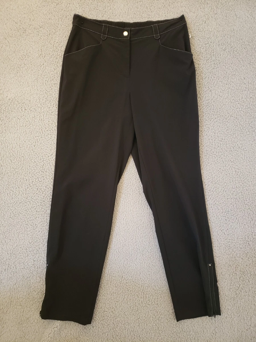 Chico's Zenergy Pants Women Sz 1 Black Lightweight Zip Hem Pockets Elastic  Waist