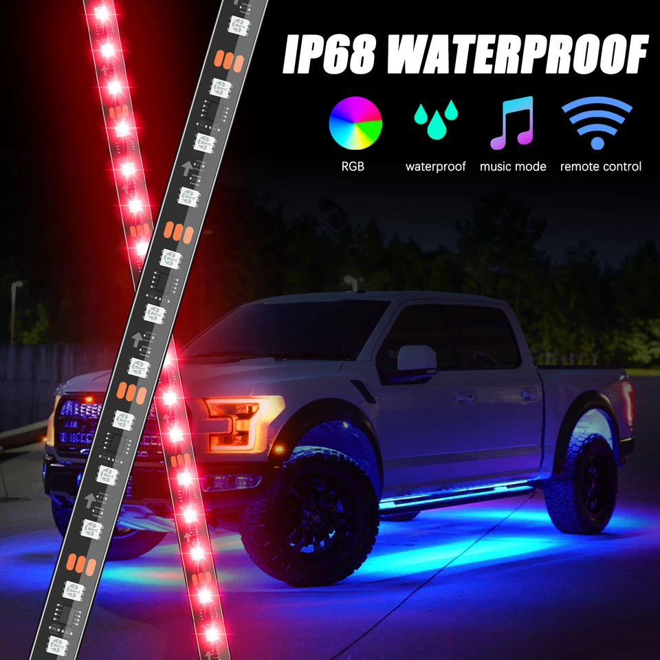6PCS RGB LED Under Car Underglow body Light Strip Kit For Jeep JK & JKU Wrangler - Imagem 2 de 4