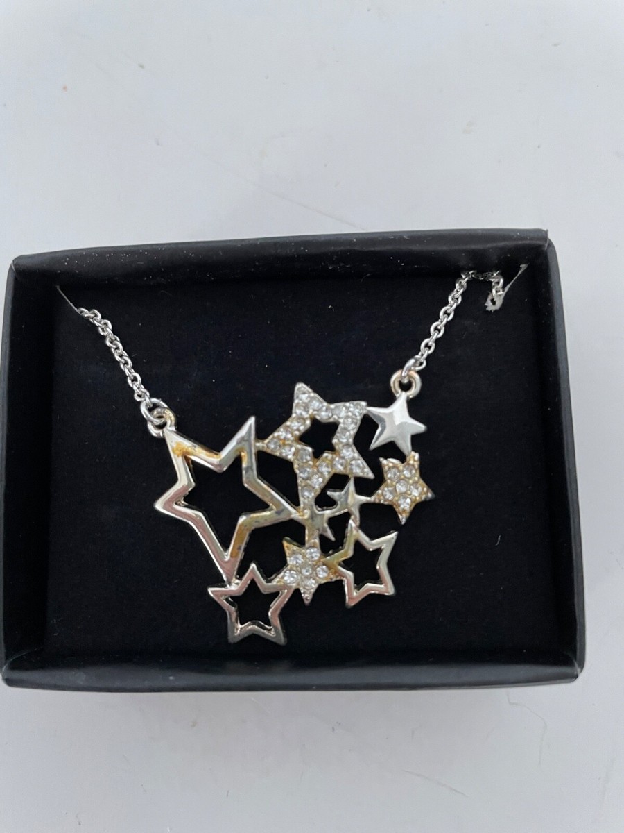【2plan】24FW★ [LAN ARCHIVE] Roof Stone Necklace NIB Avon Star Cluster Necklace Silver Tone Pave Rhinestones