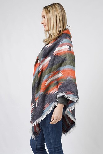 Anthropologie Women's Western Pattern Jacquard Blanket Shawl Cardigan Sweater - Picture 18 of 18