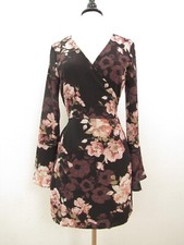 Anthropologie Dress New Size Small Wrap Black Floral Bell Boho Granny Peasant