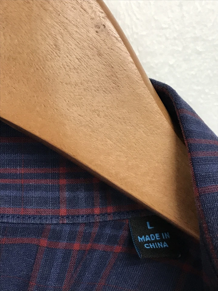 Men's Zachary Prell Plaid Cotton Blue Long Sleeve Button Up Shirt - Image 3 of 4