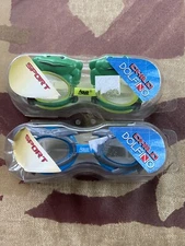 AQUA DOLFINO CHILD SWIM GOGGLES - 2 Pack - FROG & SHARK - NEW
