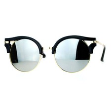 Women's Fashion Sunglasses Wing Topped Round Circle Frame Mirror Lens