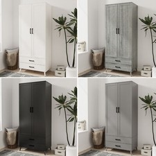 DEVON Wardrobe 2 Door 2 Drawer Modern Bedroom Clothes Storage Hanging Rail 180cm