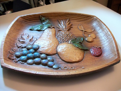Vtg Multi Product Fruit Tray Platter 11 1/2" Long Faux Wood Made in USA - Picture 1 of 4
