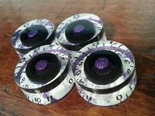 4 Guitar speed volume/tone knobs from 0-11. Purple Flake/White swirl/Black. JAT