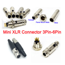 3Pin 6Pin Mini XLR Connector Microphone Audio Plug Male/Female/Panel Mount Male