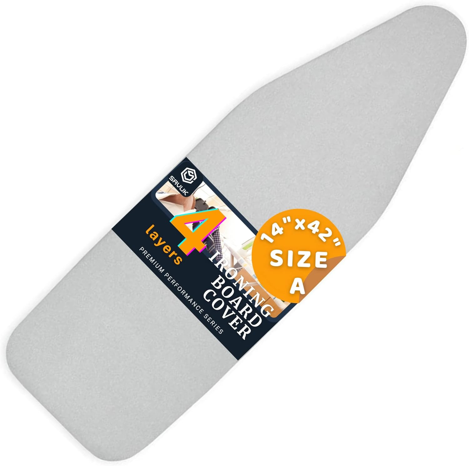 14X42 Inch Ironing Board Cover and Pad, Adjustable Elastic Edge Fit, Extra Thick