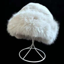 Faux Fur Hat Adult One Size Off White Fluffy Hat E1-610