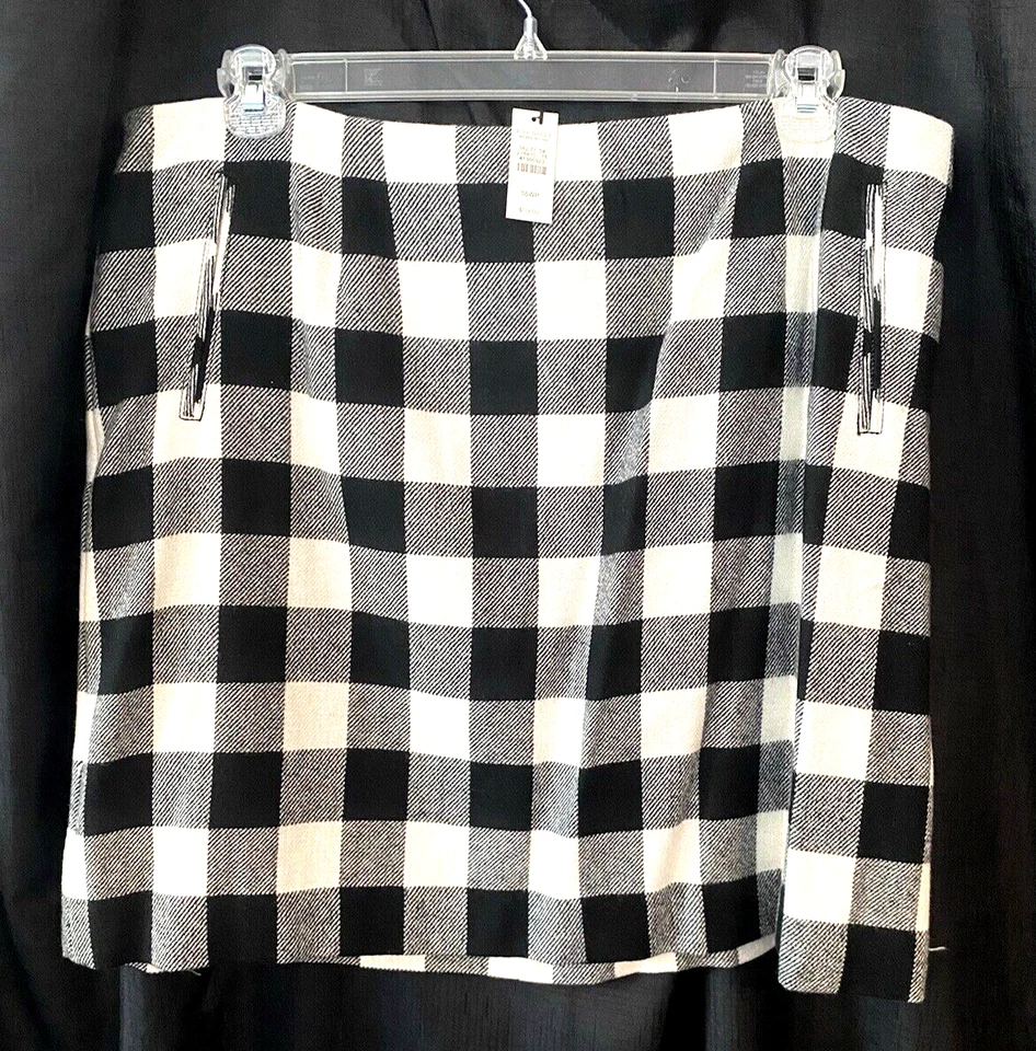 Falda de lana a cuadros blanca negra a cuadros Buffalo talla 18W Talbots nueva con etiquetas $119