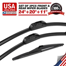 Set of (3) Front Rear Windshield Wiper Blades Set Kit For Kia Soul 24" 20" 11"