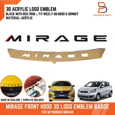 BLACK MIRAGE FRONT HOOD 3D ACRYLIC LOGO EMBLEM BADGE Letter For Mitsubishi
