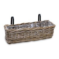 Rattan Balkon Blumen Kasten M. Halterung - 44 X 17 Cm - Weide Garten Pflanz Topf