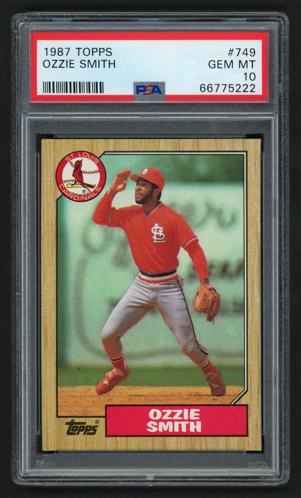 1987 Topps Ozzie Smith #749 St Louis Cardinals HOF The Wizard PSA 10 Gem Mint Baseball Card