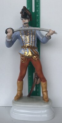Herend Hungary K STROBL ZS Art Hadik Huszár -Overlooking his sword 9 inches Tall