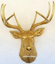 FAUX GOLD DEER HEAD 8 POINT BUCK WALL MOUNT DECOR
