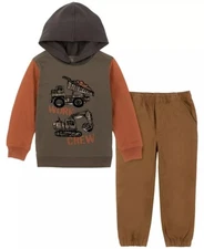 Kids Headquarters BROWN Little Boys Hooded and Twill Joggers, 2 Pc. Set, US 5