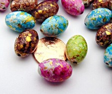 25 Speckled Egg Bead Color Mix ~ Easter Pastel Oval  Side-Drilled 17mm x 12mm