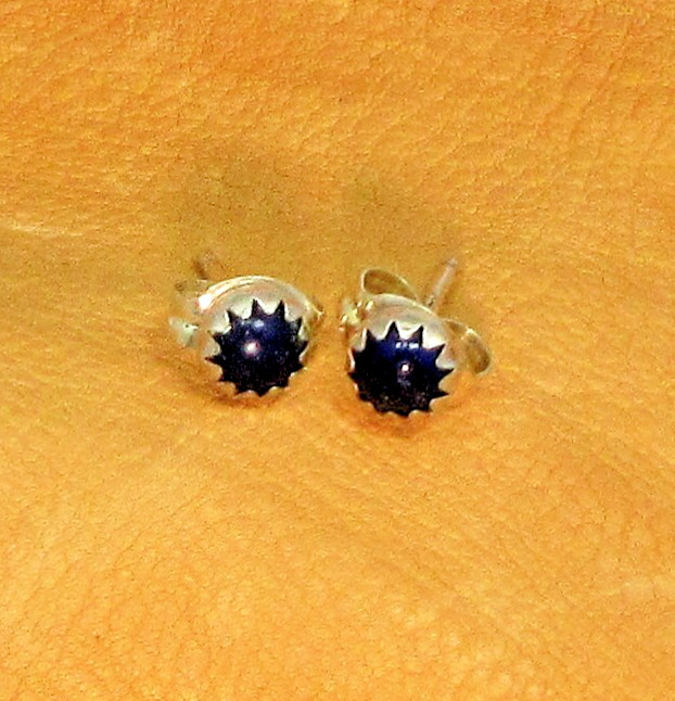 Earrings Lapis Lazuli Sterling Silver Southwest Studs Posts Blue Earrings #64