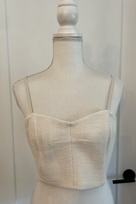 Women s NWT Banana Republic Woven Ivory Bandeau Crop Top Size 12