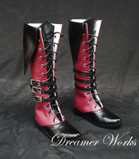 1/4 1/3 UncleSD17 BJD Doll Shoes PU Military Long Boots Pointed-toe DF Red Black