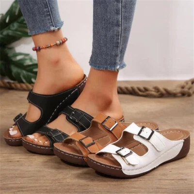 MARKENLOS Damen Orthopädische Pantoletten Sommer Sandalen Bequem Schuhe Slipper Hausschuhe
