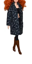 Black print coat for fashion dolls 1/6 doll jacket fits for Nu face/ Silkstone,