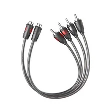 RCA 1 Female to 2 Male Audio Speaker Y Adapter Splitter Cable 1ft 2-Pack
