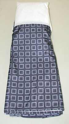 Ellison Tailored Bed Skirt ~ 14'' Drop ~ Navy Gray Geometric ~ Full 54 x 75 *NEW*